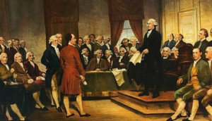 Image of an artists depection of the Constitutional Convention in 1787